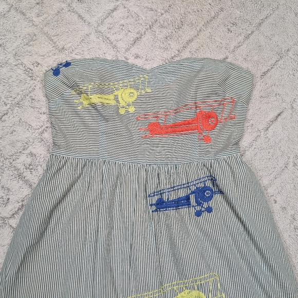Moulinette Soeurs Dress Womens 10 Blue Stripe Airplane Embroidered Festival Fair - Picture 2 of 11